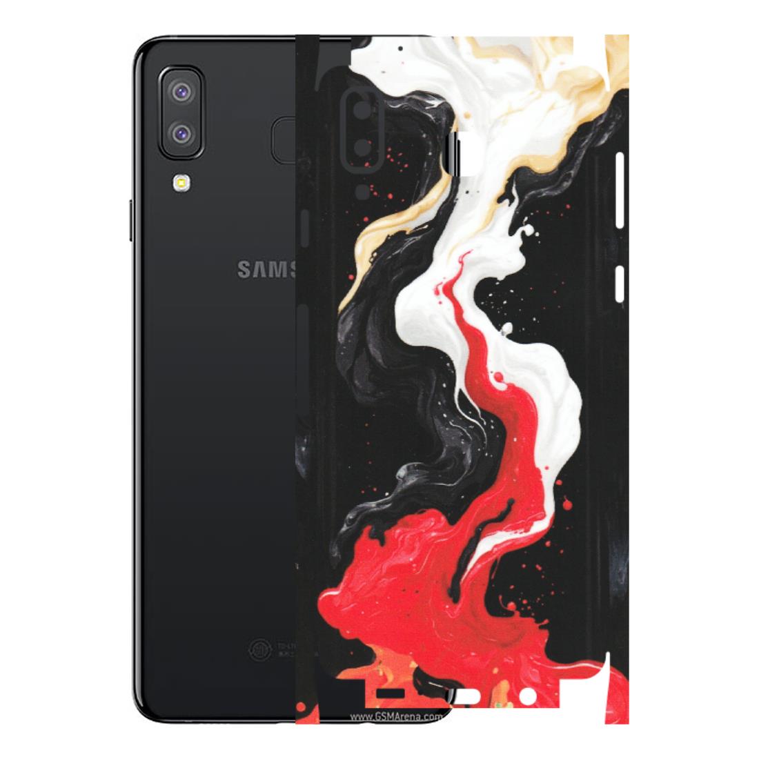 Samsung A/S Series Phone Skins (All Models) - Black Red White Paint Splash Fusion - Matte Finish (M-56) Samsung Galaxy A8 Star