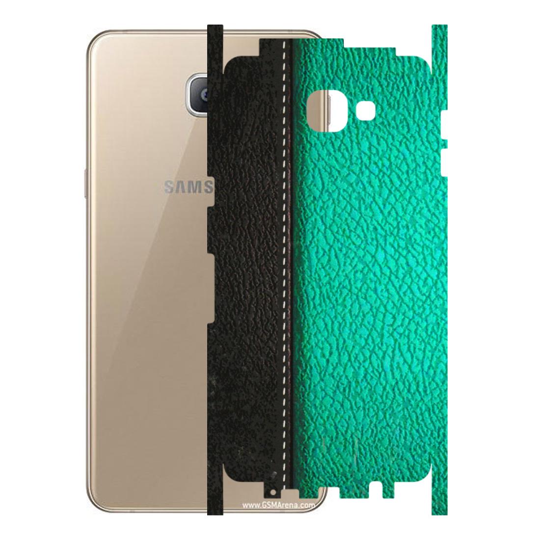 Samsung A/S Series Phone Skins (All Models) - Black Green Dual Leather Stich - 3D Embossed Finish (L-233) Samsung Galaxy A9 2016