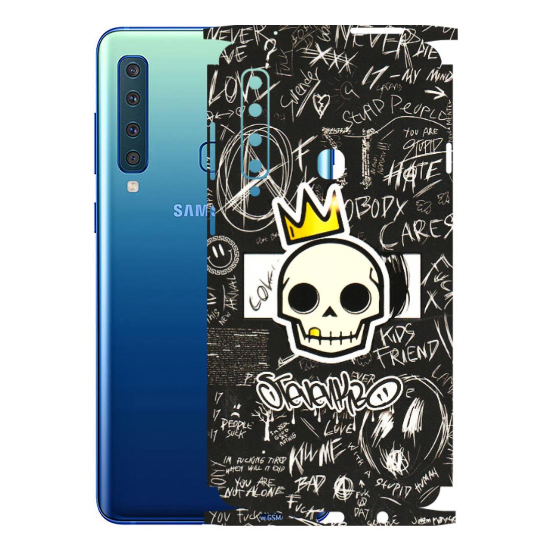 Samsung A/S Series Phone Skins (All Models) - Funny Skull Black Chalk Grafitti - 3D Embossed Finish (L-22) Samsung Galaxy A9 2018