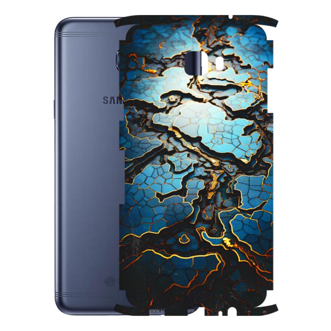 Samsung M/F/Note/Flip and C Phone Skins (All Models) - Blue Gold Abstract - 3D Embossed Finish (L-11) Samsung Galaxy C7 Pro