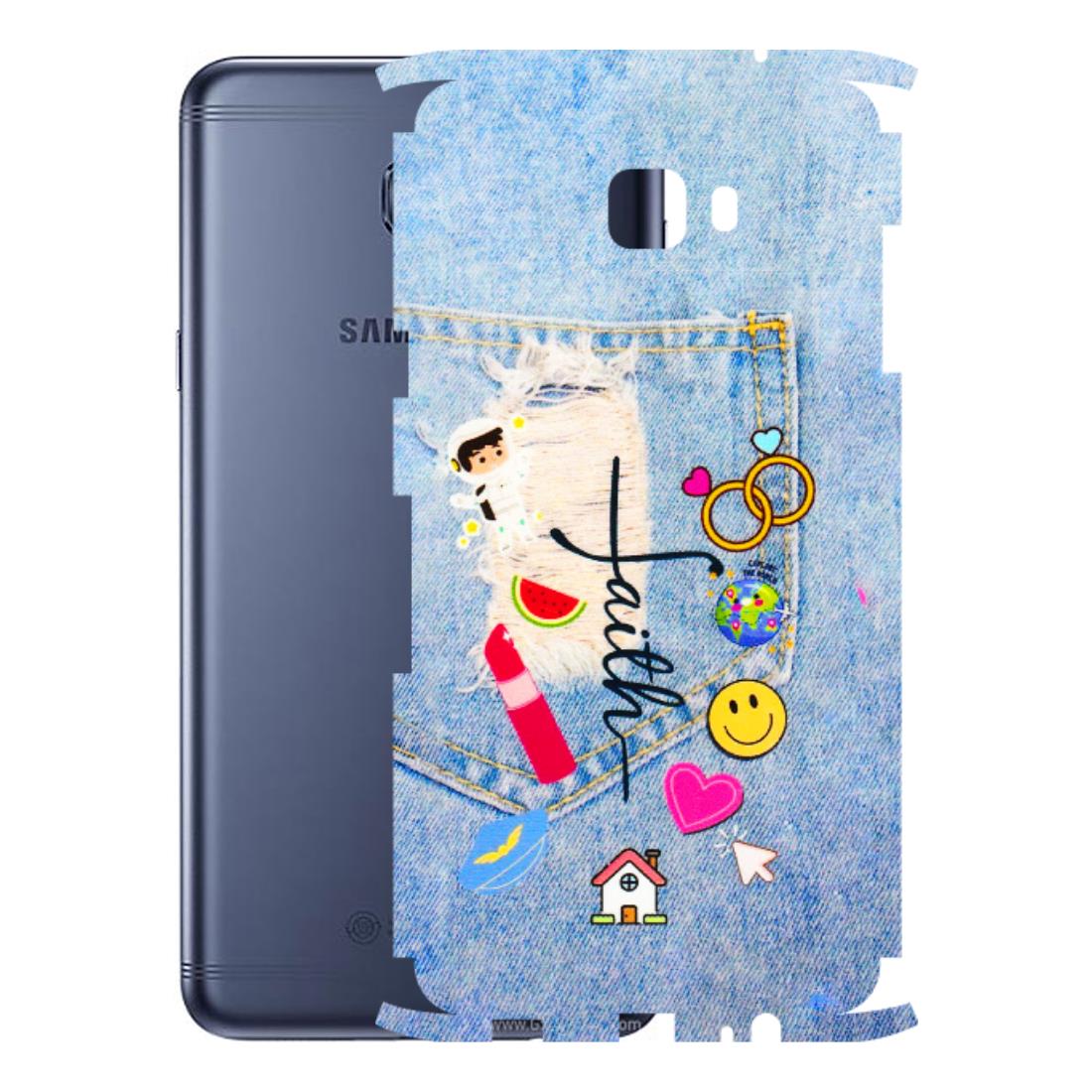 Samsung M/F/Note/Flip and C Phone Skins (All Models) - Denim Jeans Pocket - 3D Embossed Finish (L-134) Samsung Galaxy C7 Pro