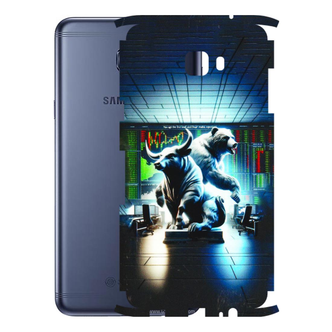 Samsung M/F/Note/Flip and C Phone Skins (All Models) - Stock Market Sensex Bear vs Bulls - 3D Embossed Finish (L-15) Samsung Galaxy C7 Pro