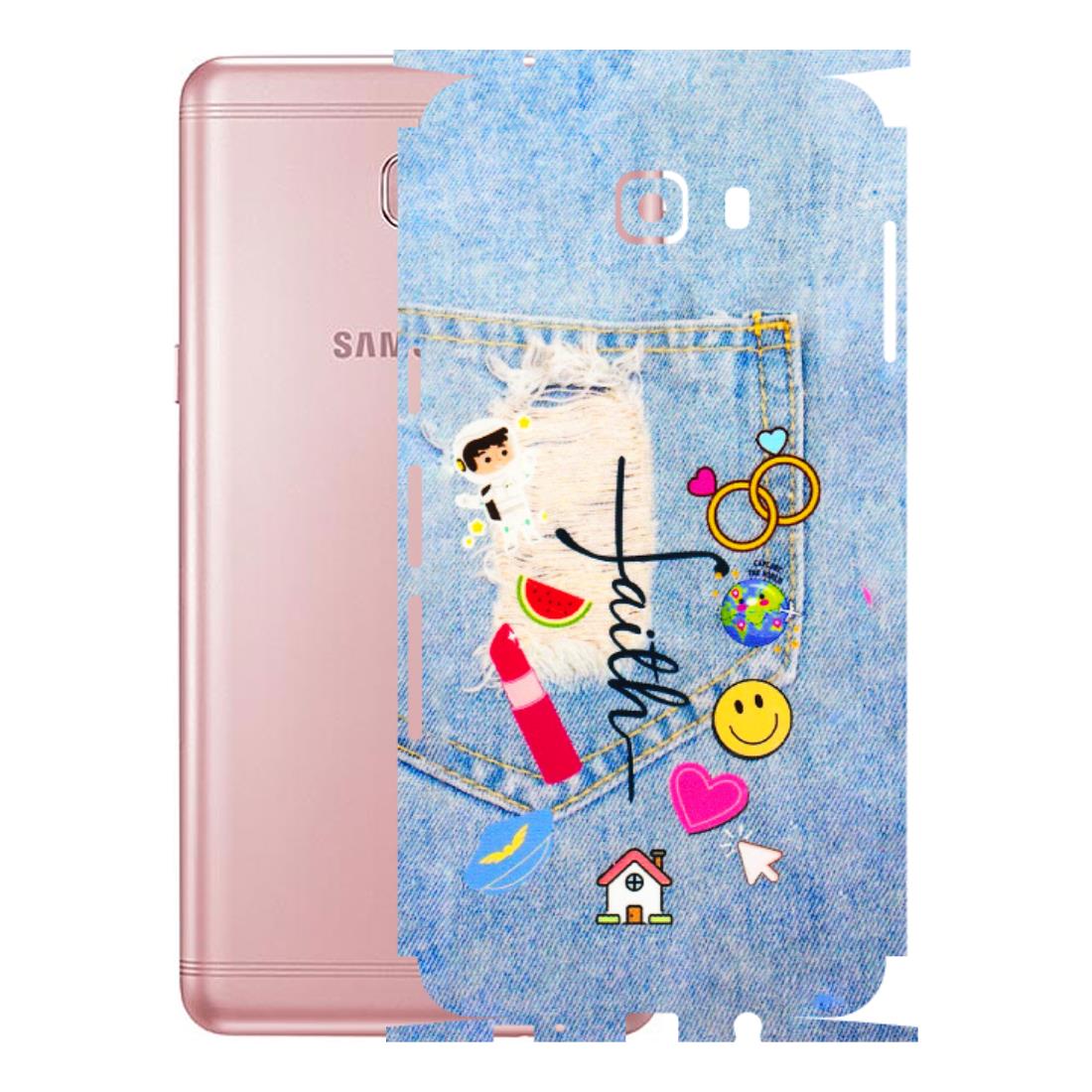 Samsung M/F/Note/Flip and C Phone Skins (All Models) - Denim Jeans Pocket - 3D Embossed Finish (L-134) Samsung Galaxy C9 Pro