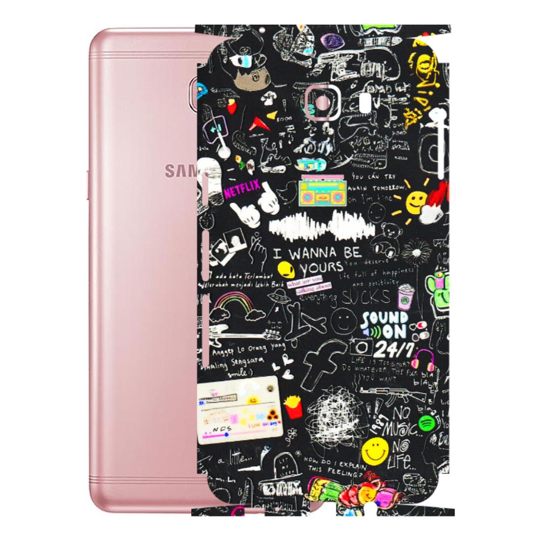 Samsung M/F/Note/Flip and C Phone Skins (All Models) - Black Creatives Doodles - 3D Embossed Finish (L-311) Samsung Galaxy C9 Pro