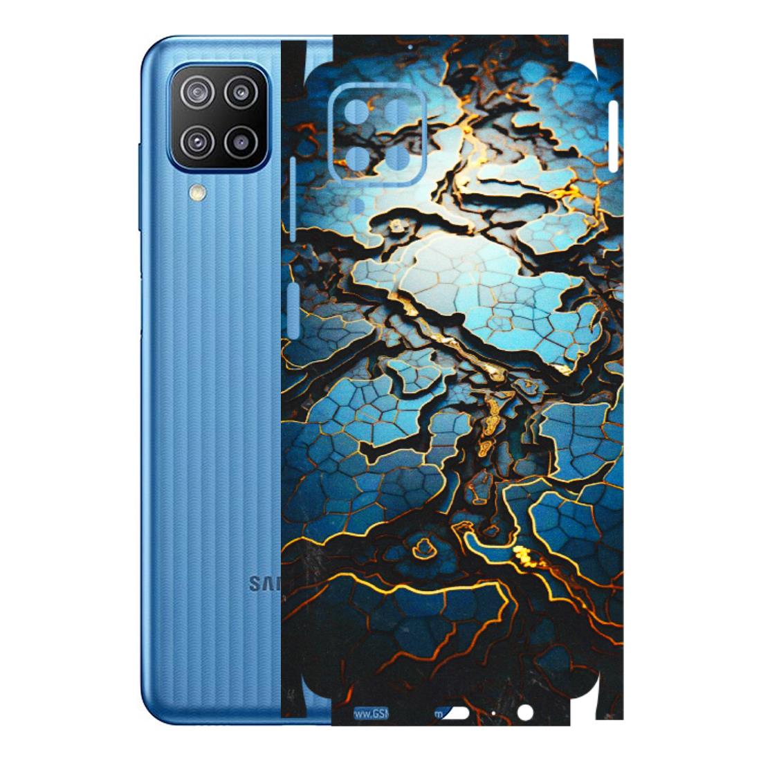Samsung M/F/Note/Flip and C Phone Skins (All Models) - Blue Gold Abstract - 3D Embossed Finish (L-11) Samsung Galaxy F12