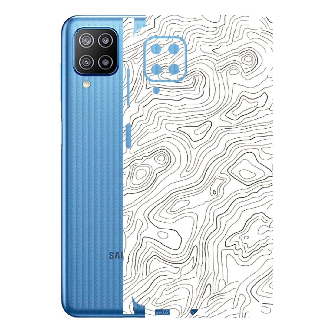 Samsung M/F/Note/Flip and C Phone Skins (All Models) - White Black Swirls - 3D Embossed Finish (L-219) Samsung Galaxy F12