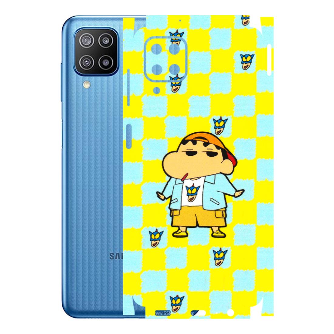 Samsung M/F/Note/Flip and C Phone Skins (All Models) - Yellow Blue Shinchan Cute - 3D Embossed Finish (L-221) Samsung Galaxy F12