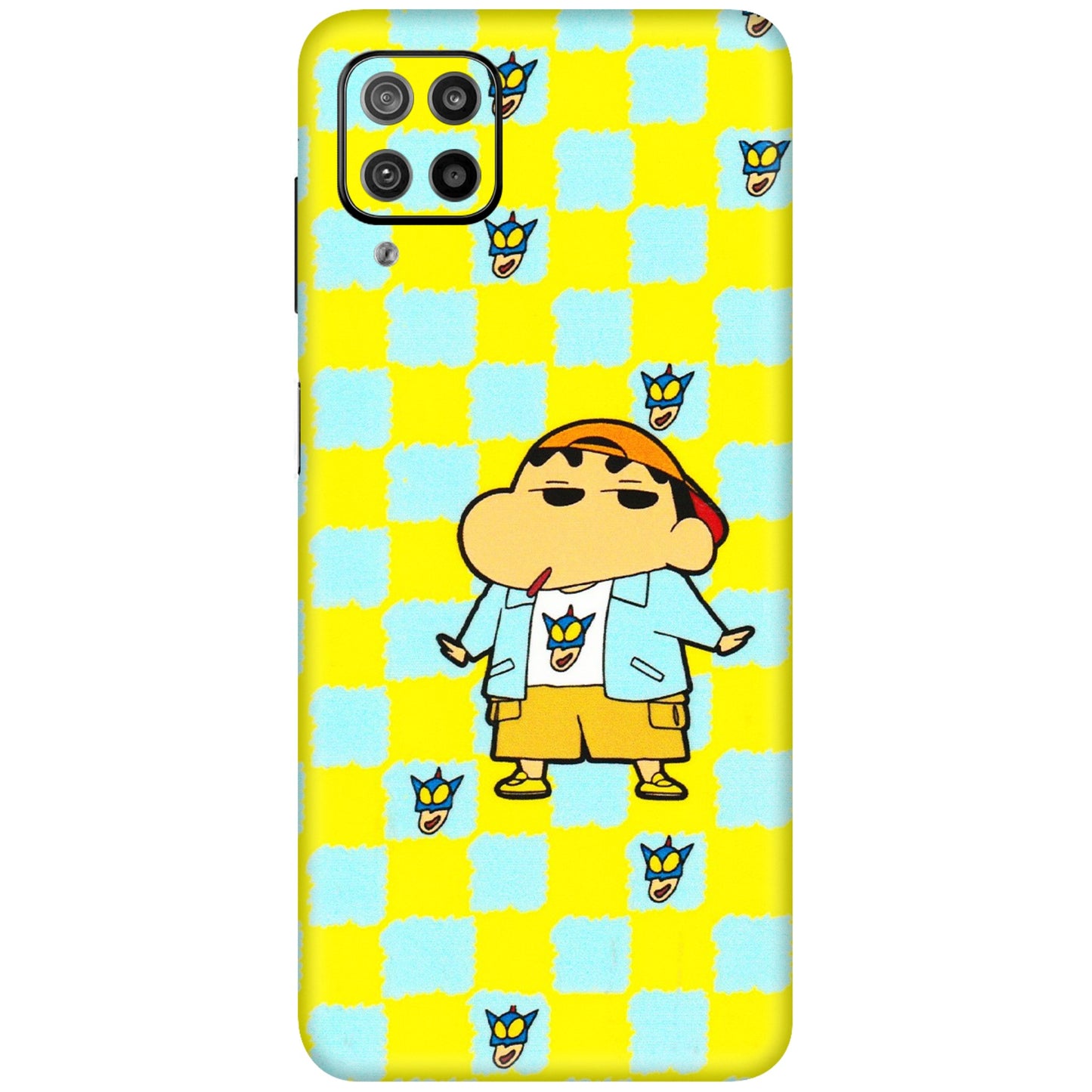 Samsung M/F/Note/Flip and C Phone Skins (All Models) - Yellow Blue Shinchan Cute - 3D Embossed Finish (L-221) Samsung Galaxy F12