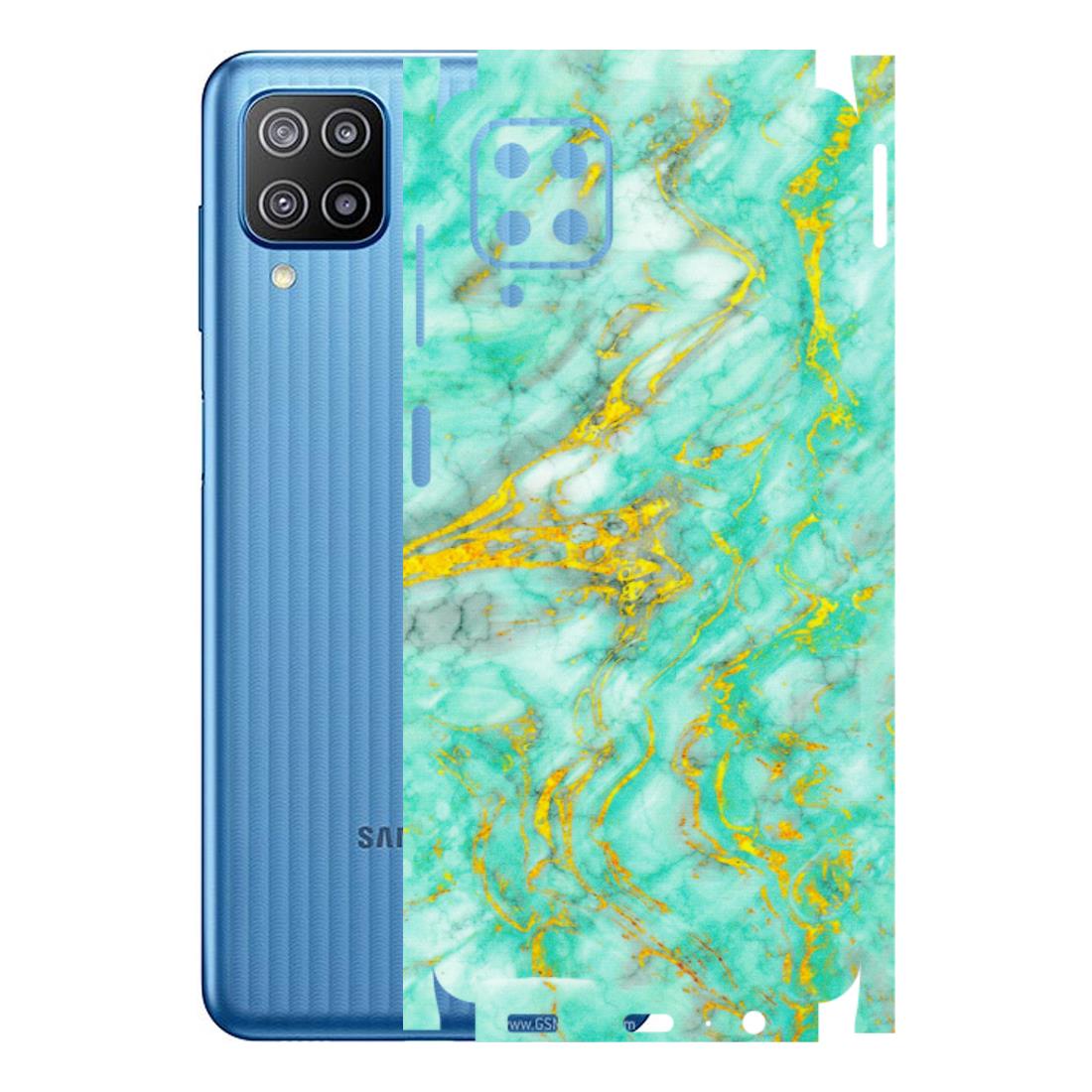 Samsung M/F/Note/Flip and C Phone Skins (All Models) - Green And Gold Marble Feel - Matte Finish (M-16) Samsung Galaxy F12