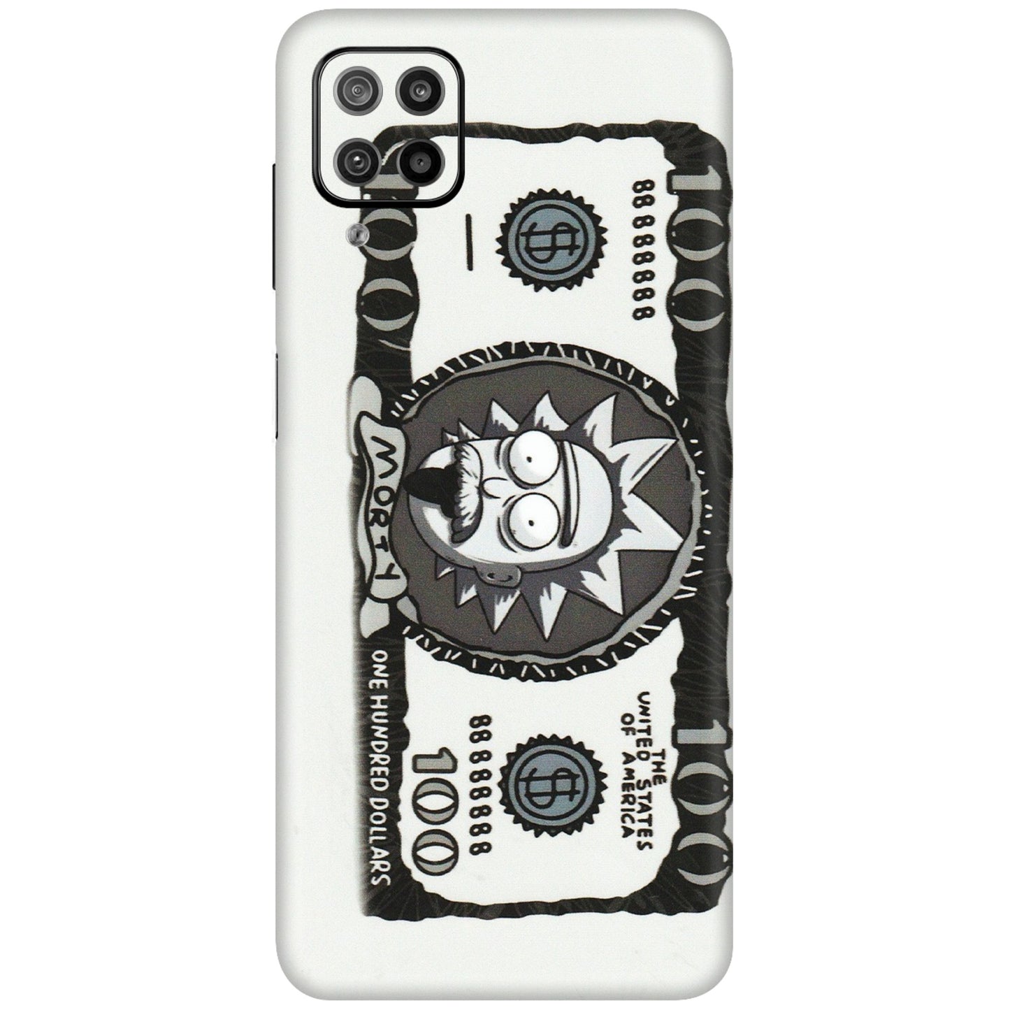 Samsung M/F/Note/Flip and C Phone Skins (All Models) - Rick And Morty Hundred Dollar Anime - Matte Finish (M-161) Samsung Galaxy F12