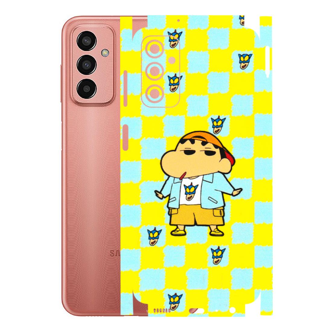 Samsung M/F/Note/Flip and C Phone Skins (All Models) - Yellow Blue Shinchan Cute - 3D Embossed Finish (L-221) Samsung Galaxy F13