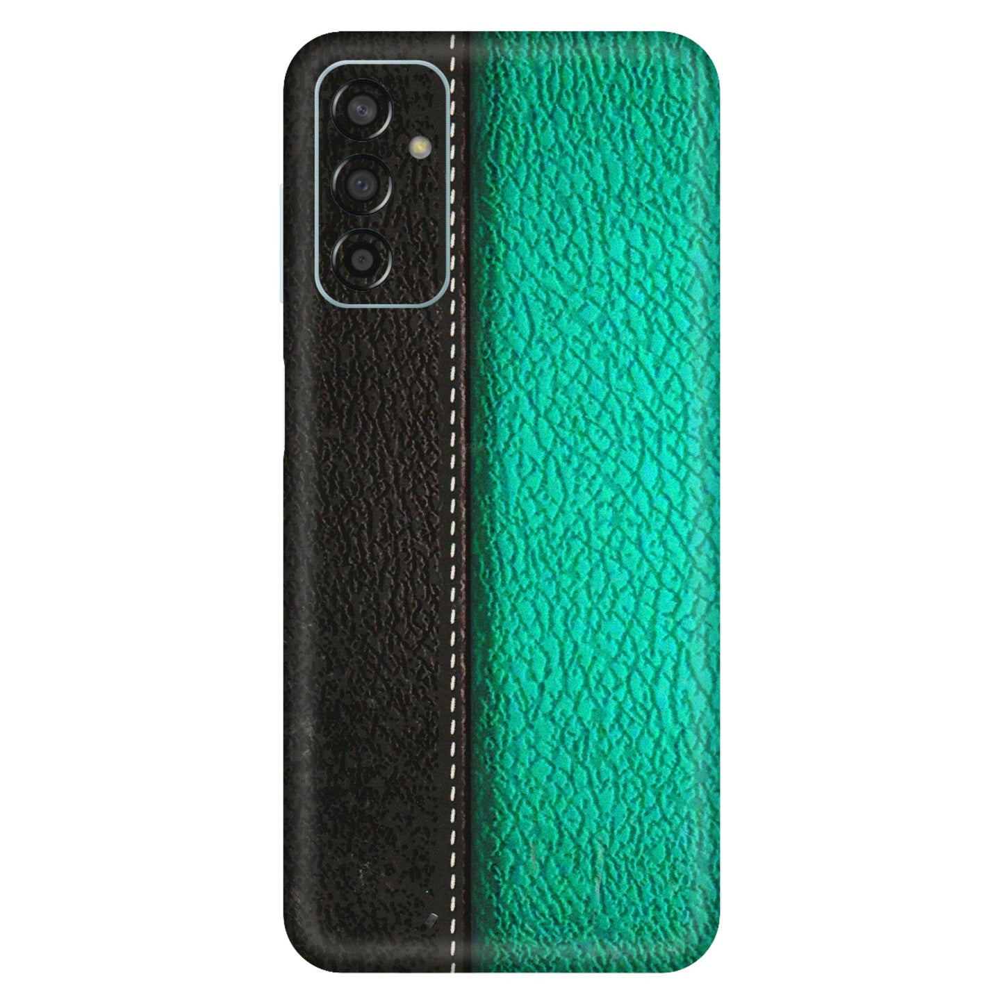 Samsung M/F/Note/Flip and C Phone Skins (All Models) - Black Green Dual Leather Stich - 3D Embossed Finish (L-233) Samsung Galaxy F13