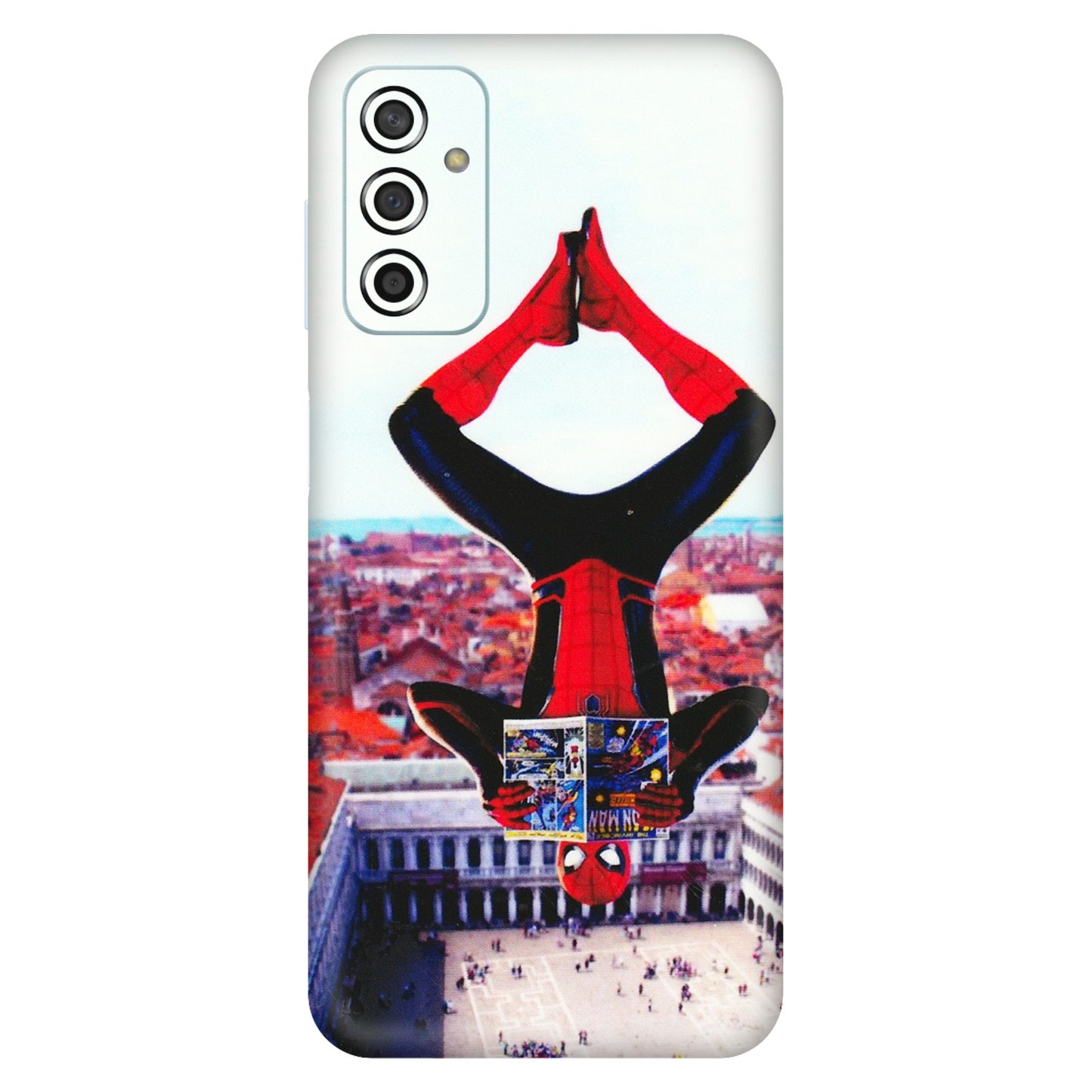 Samsung M/F/Note/Flip and C Phone Skins (All Models) - Spiderman Hanging - 3D Embossed Finish (L-53) Samsung Galaxy F13