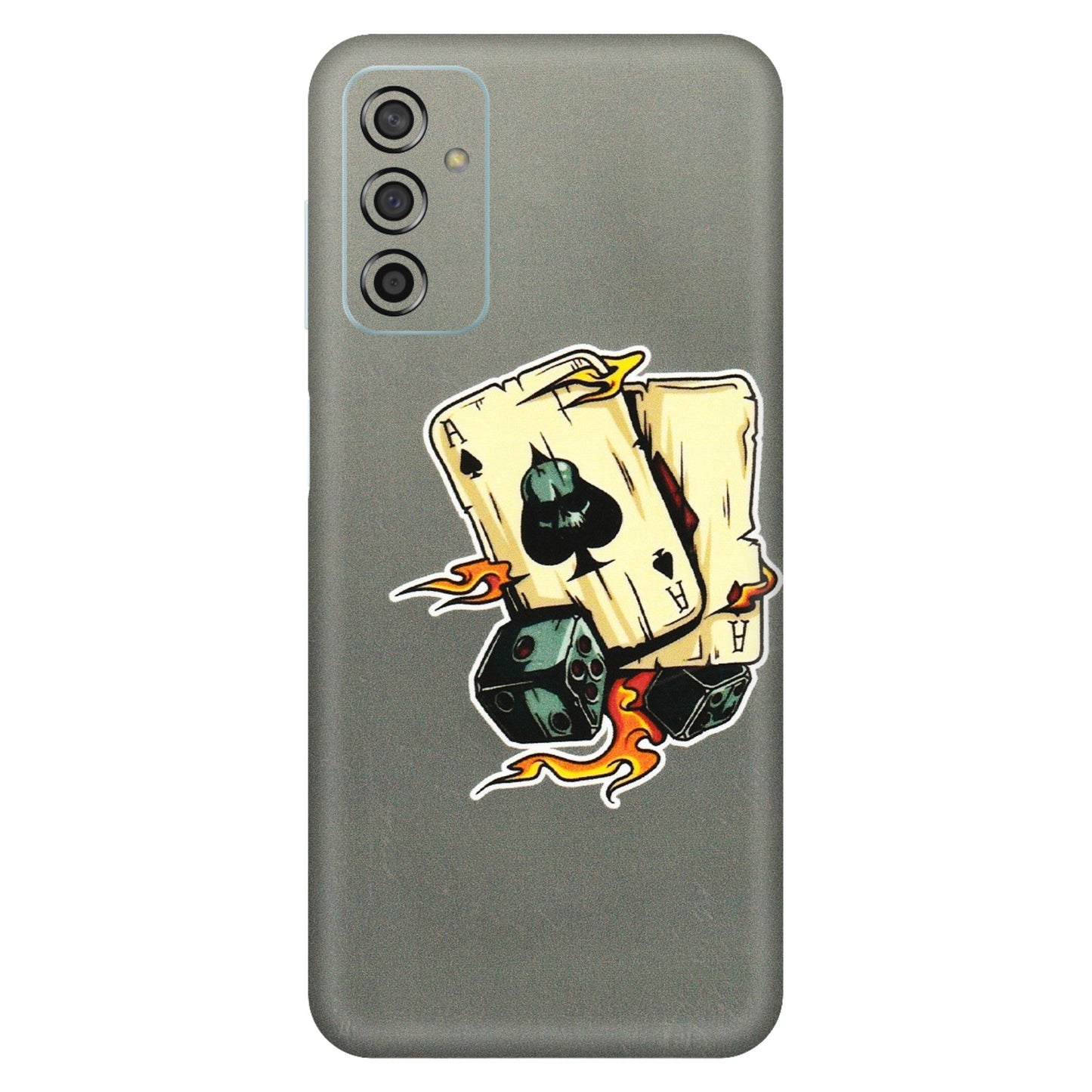 Samsung M/F/Note/Flip and C Phone Skins (All Models) - Grey Cards Of Ace - 3D Embossed Finish (L-77) Samsung Galaxy F13