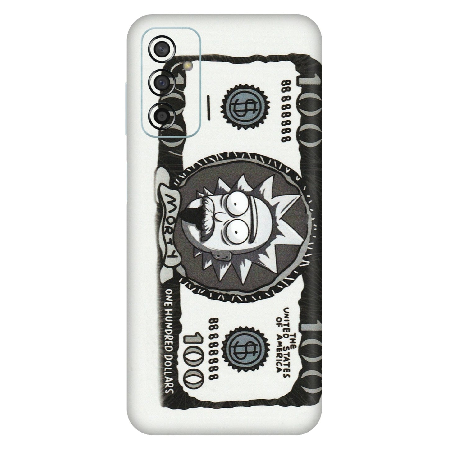 Samsung M/F/Note/Flip and C Phone Skins (All Models) - Rick And Morty Hundred Dollar Anime - Matte Finish (M-161) Samsung Galaxy F13