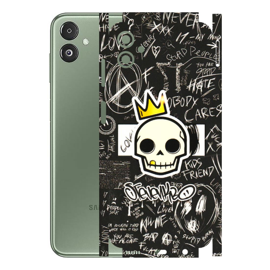 Samsung M/F/Note/Flip and C Phone Skins (All Models) - Funny Skull Black Chalk Grafitti - 3D Embossed Finish (L-22) Samsung Galaxy F14 (5G)