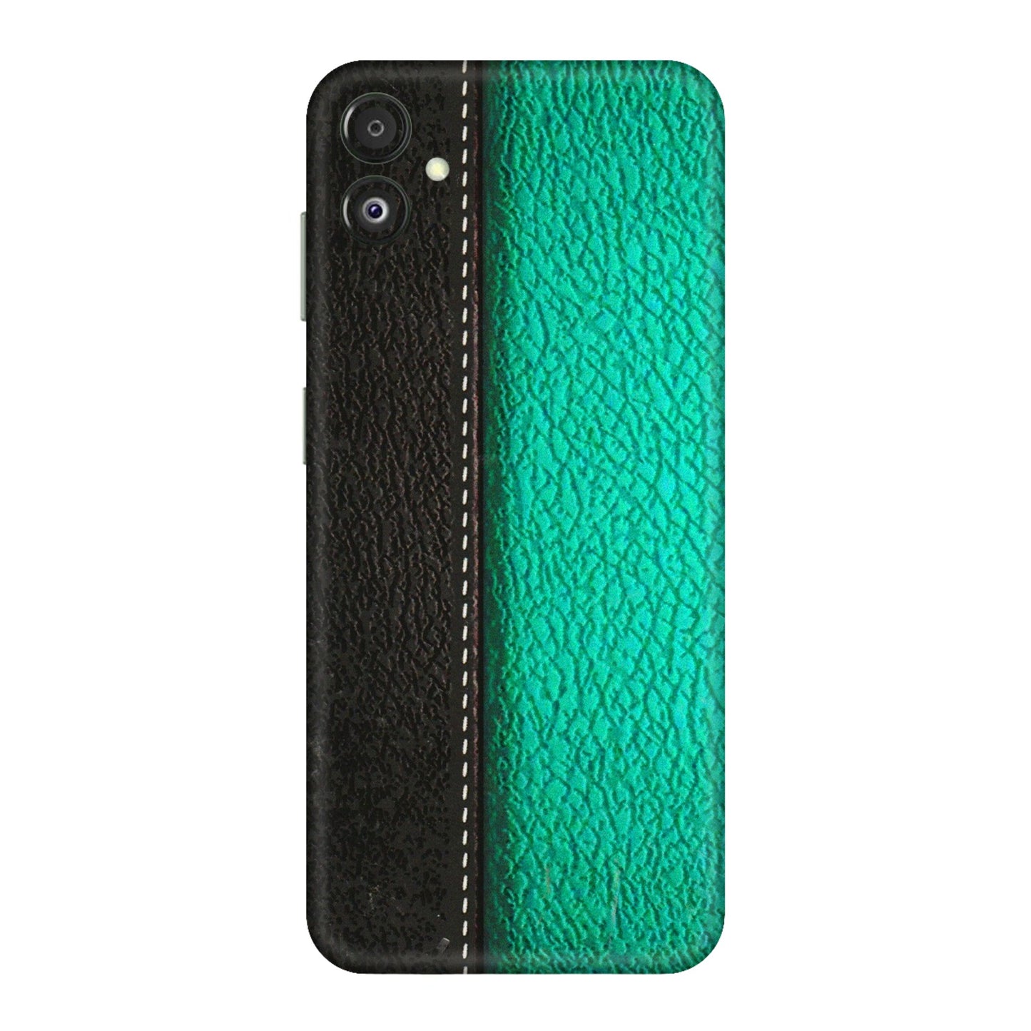 Samsung M/F/Note/Flip and C Phone Skins (All Models) - Black Green Dual Leather Stich - 3D Embossed Finish (L-233) Samsung Galaxy F14 (5G)