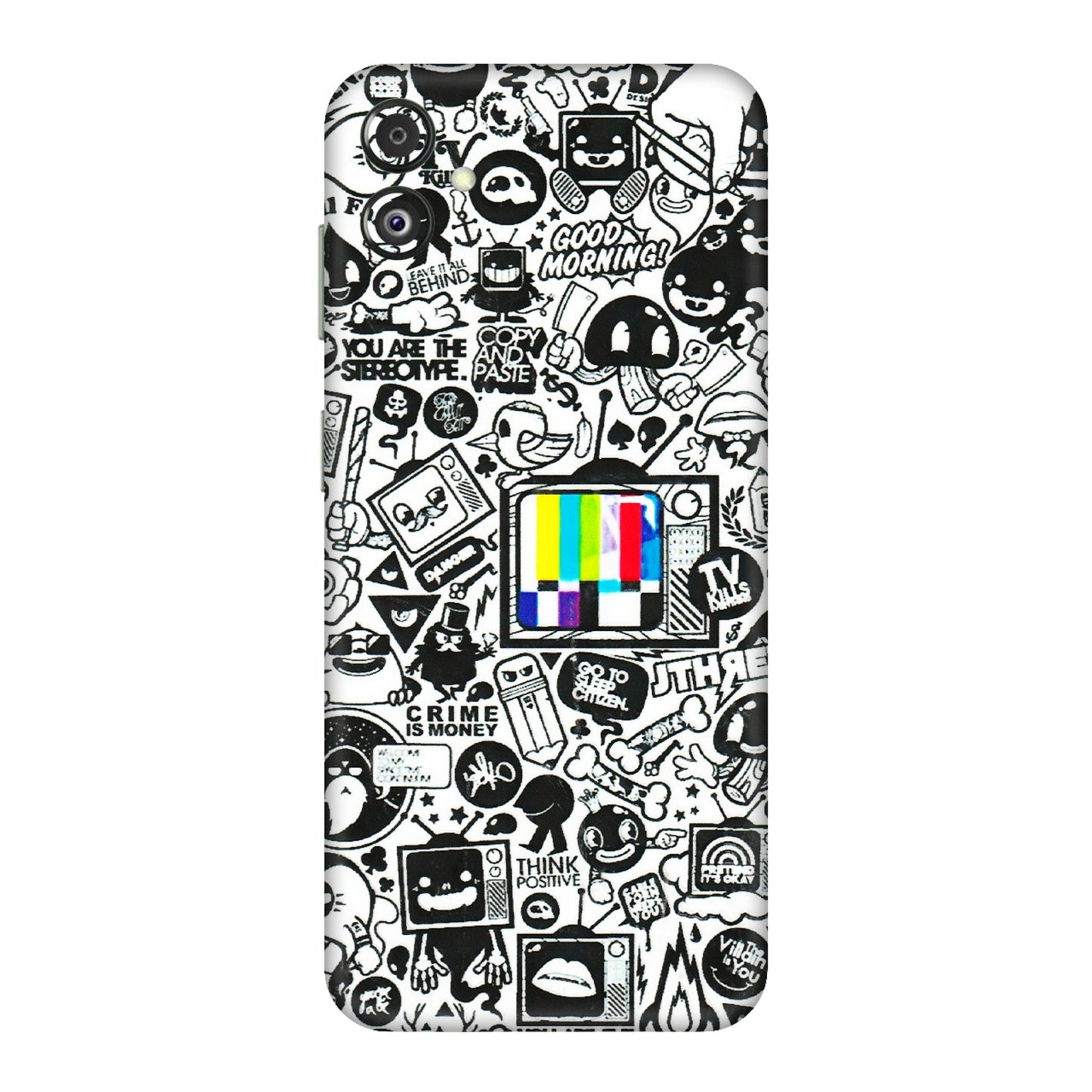 Samsung M/F/Note/Flip and C Phone Skins (All Models) - Doodles Positive Art - 3D Embossed Finish (L-263) Samsung Galaxy F14 (5G)