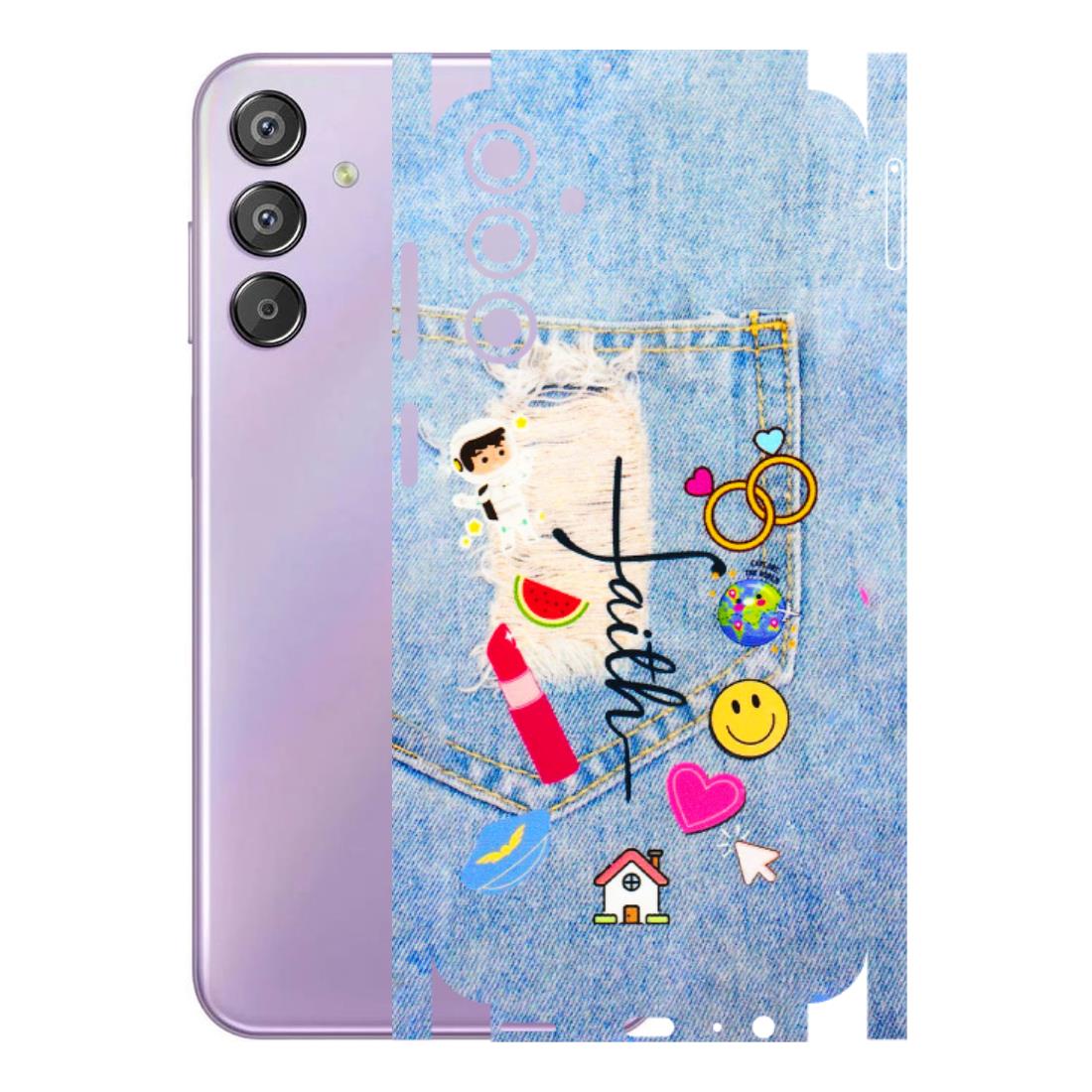 Samsung M/F/Note/Flip and C Phone Skins (All Models) - Denim Jeans Pocket - 3D Embossed Finish (L-134) Samsung Galaxy F15 (5G)