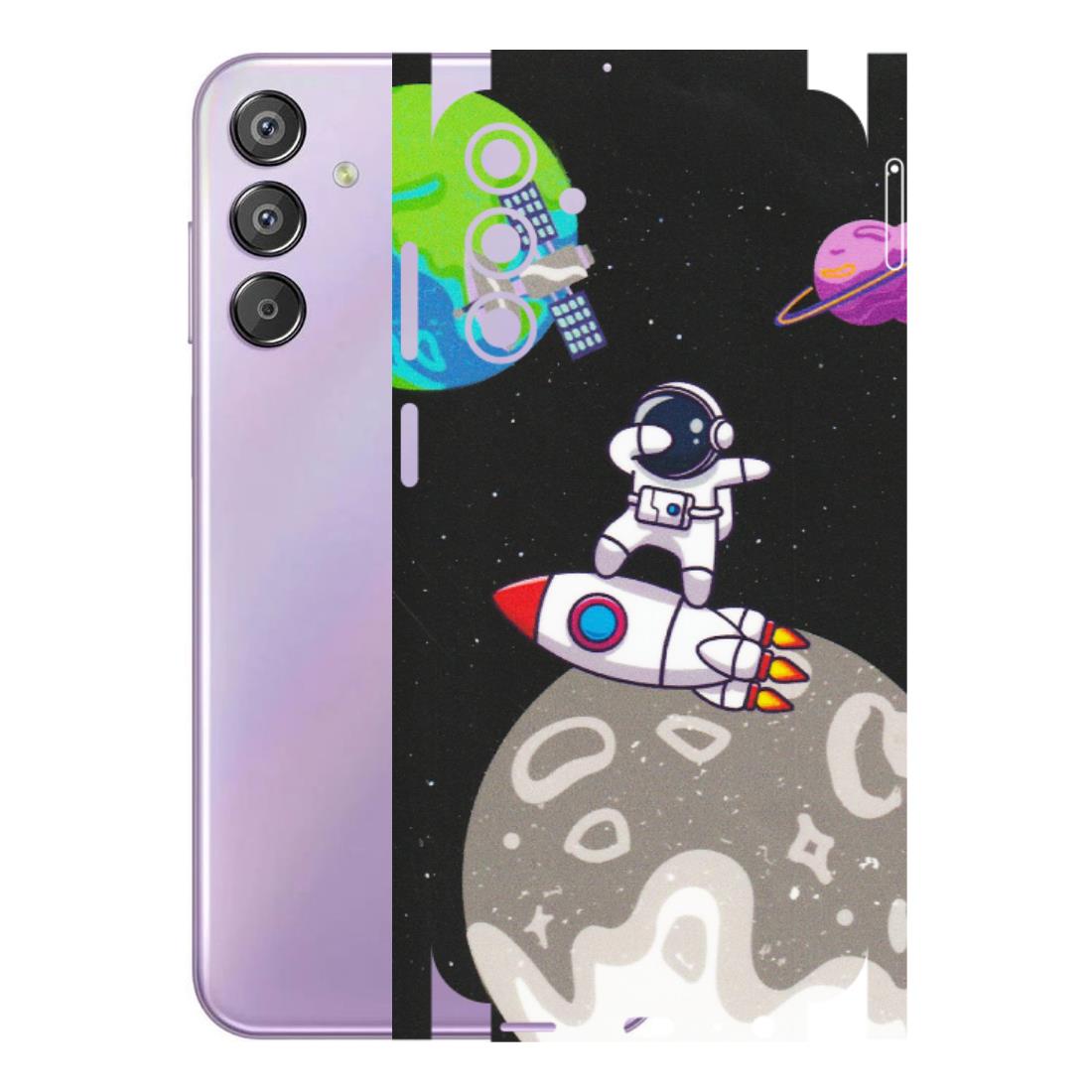 Samsung M/F/Note/Flip and C Phone Skins (All Models) - Astronaut Vibing Toon Running - Matte Finish (M-39) Samsung Galaxy F15 (5G)