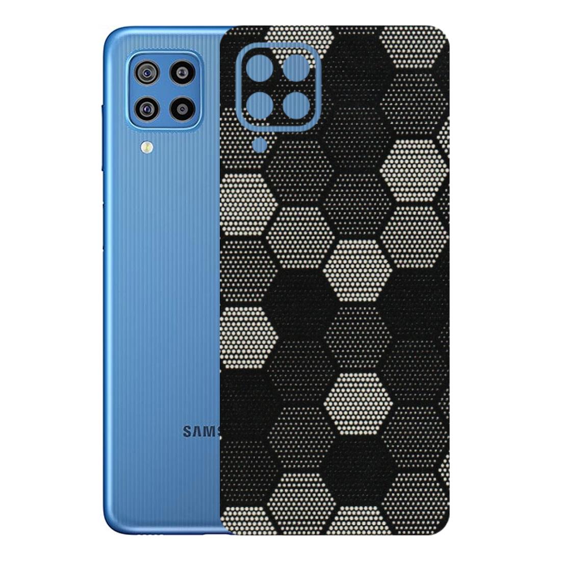 Samsung M/F/Note/Flip and C Phone Skins (All Models) - Black & White Dotted Honeycomb Texture - 3D Embossed Finish (L-202) Samsung Galaxy F22