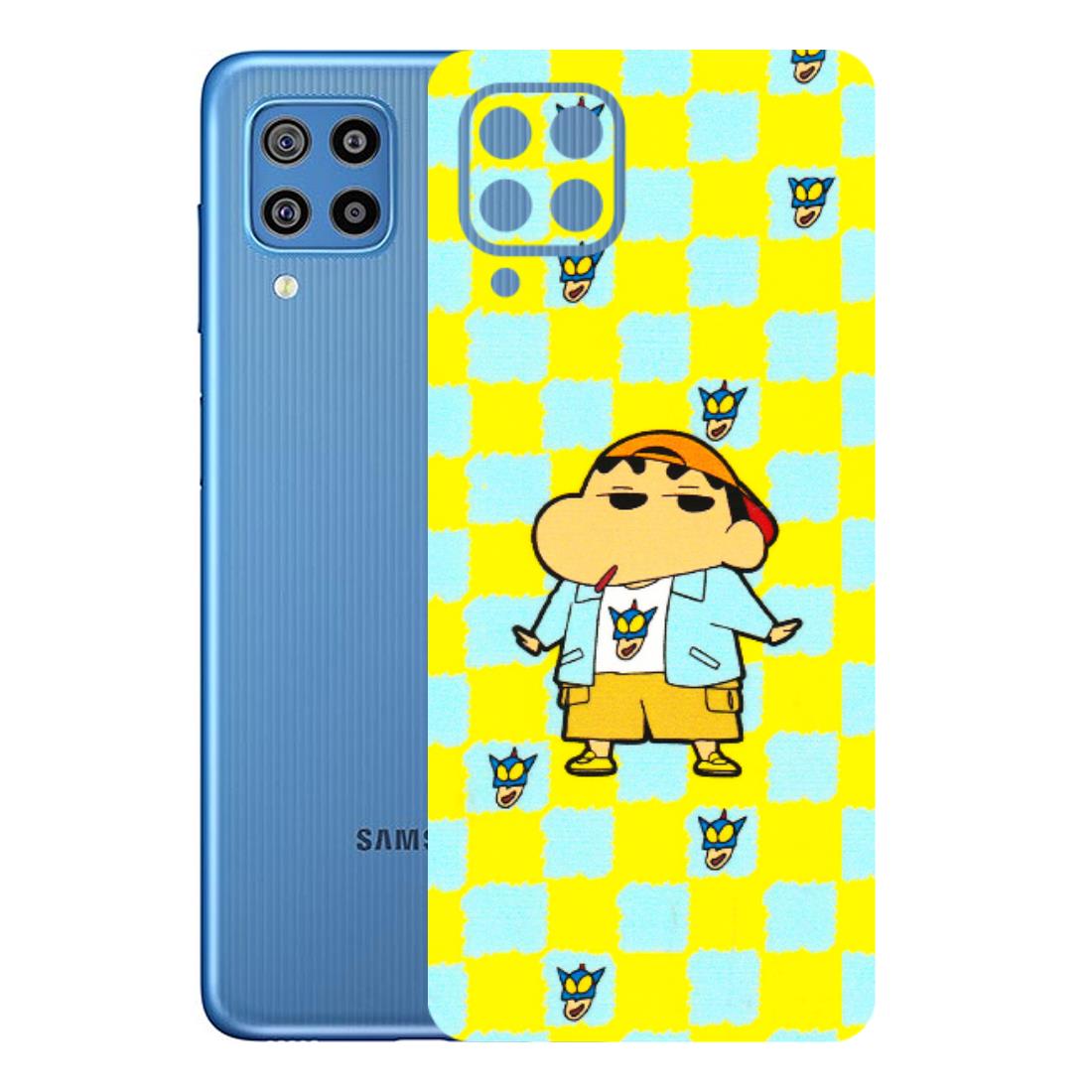 Samsung M/F/Note/Flip and C Phone Skins (All Models) - Yellow Blue Shinchan Cute - 3D Embossed Finish (L-221) Samsung Galaxy F22