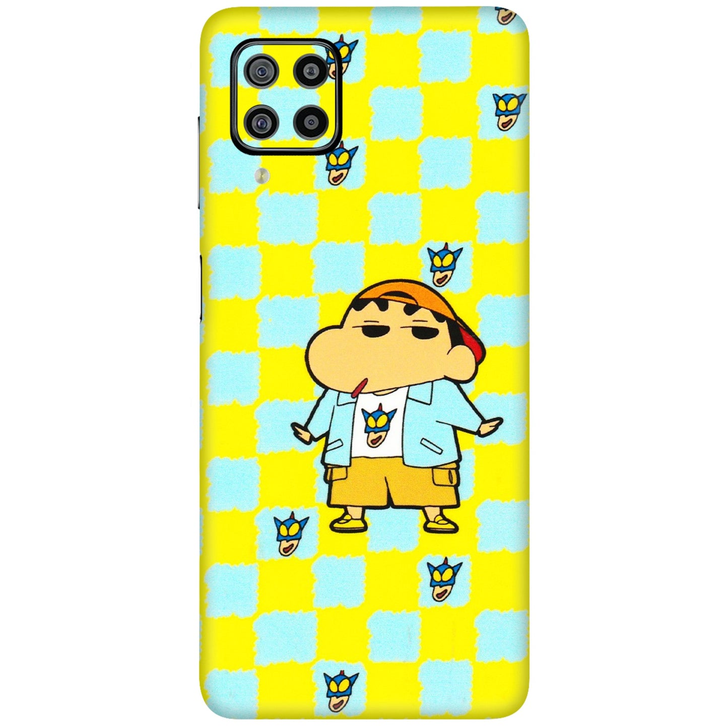 Samsung M/F/Note/Flip and C Phone Skins (All Models) - Yellow Blue Shinchan Cute - 3D Embossed Finish (L-221) Samsung Galaxy F22