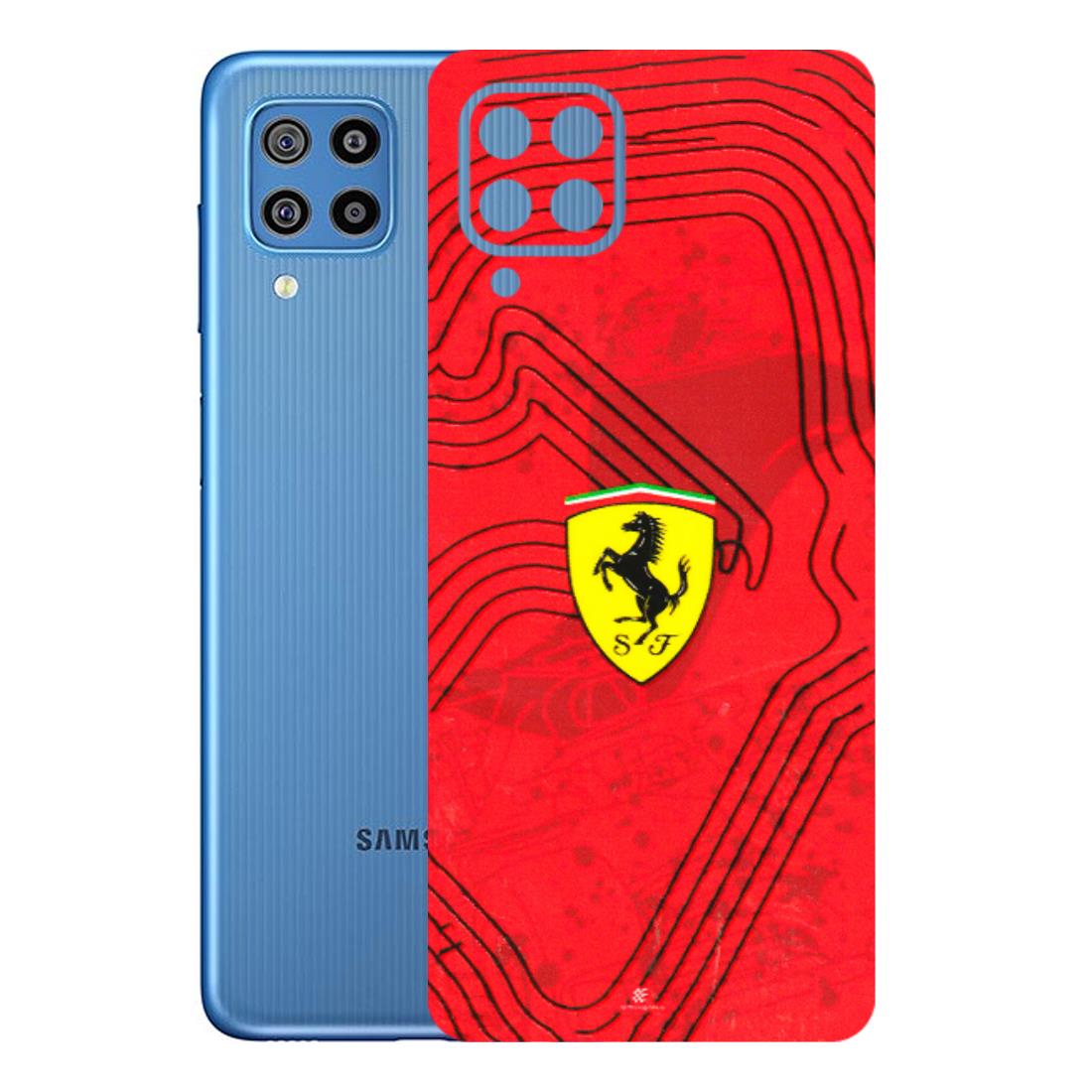 Samsung M/F/Note/Flip and C Phone Skins (All Models) - Red Ferrari Logo Stylish - 3D Embossed Finish (L-238) Samsung Galaxy F22