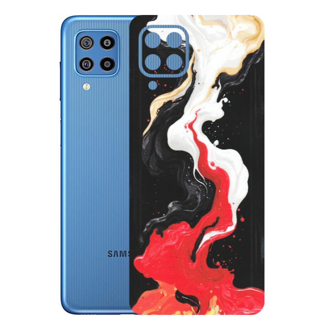Samsung M/F/Note/Flip and C Phone Skins (All Models) - Black Red White Paint Splash Fusion - Matte Finish (M-56) Samsung Galaxy F22