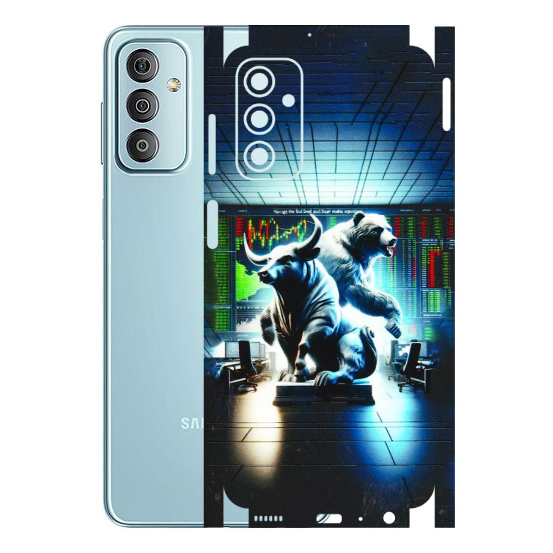 Samsung M/F/Note/Flip and C Phone Skins (All Models) - Stock Market Sensex Bear vs Bulls - 3D Embossed Finish (L-15) Samsung Galaxy F23