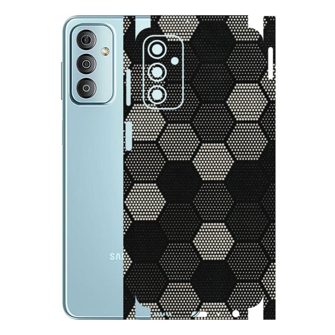 Samsung M/F/Note/Flip and C Phone Skins (All Models) - Black & White Dotted Honeycomb Texture - 3D Embossed Finish (L-202) Samsung Galaxy F23