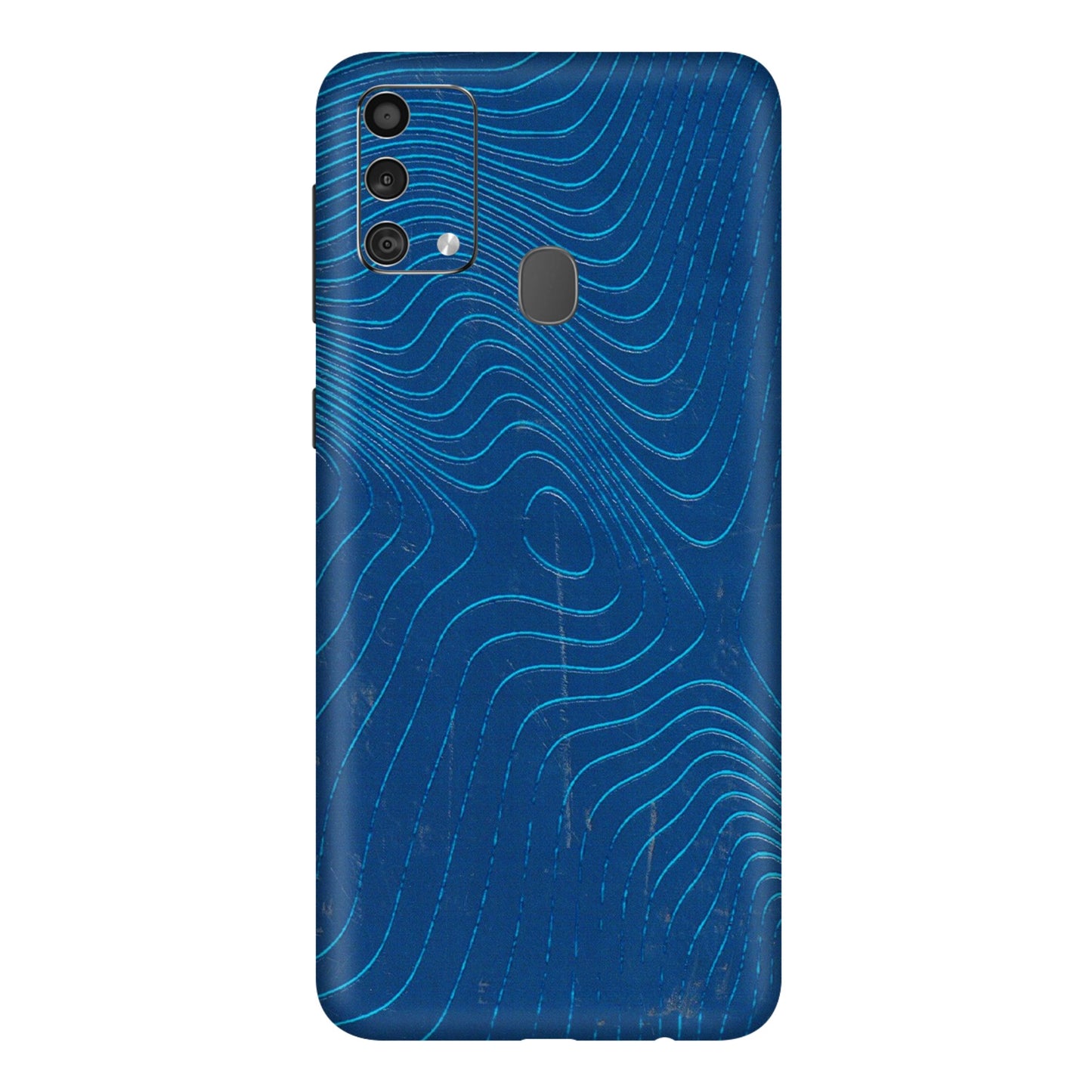 Samsung M/F/Note/Flip and C Phone Skins (All Models) - Abstract Blue Line Map - 3D Embossed Finish (L-272) Samsung Galaxy F41