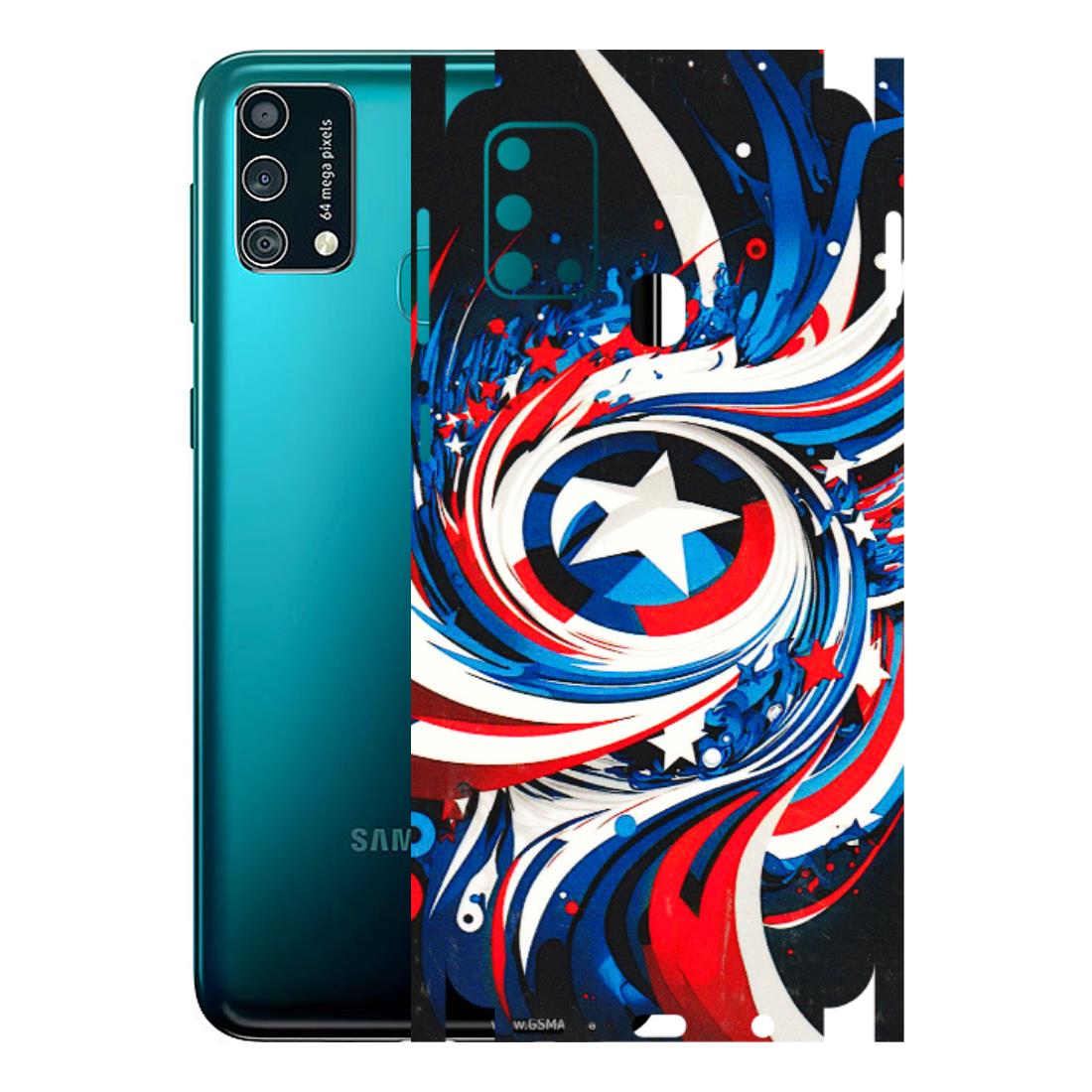 Samsung M/F/Note/Flip and C Phone Skins (All Models) - Captain America Logo - 3D Embossed Finish (L-307) Samsung Galaxy F41