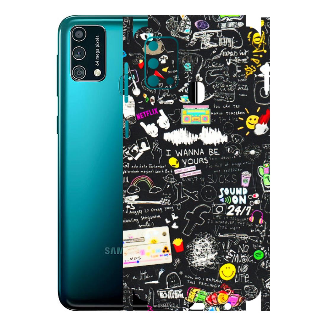 Samsung M/F/Note/Flip and C Phone Skins (All Models) - Black Creatives Doodles - 3D Embossed Finish (L-311) Samsung Galaxy F41