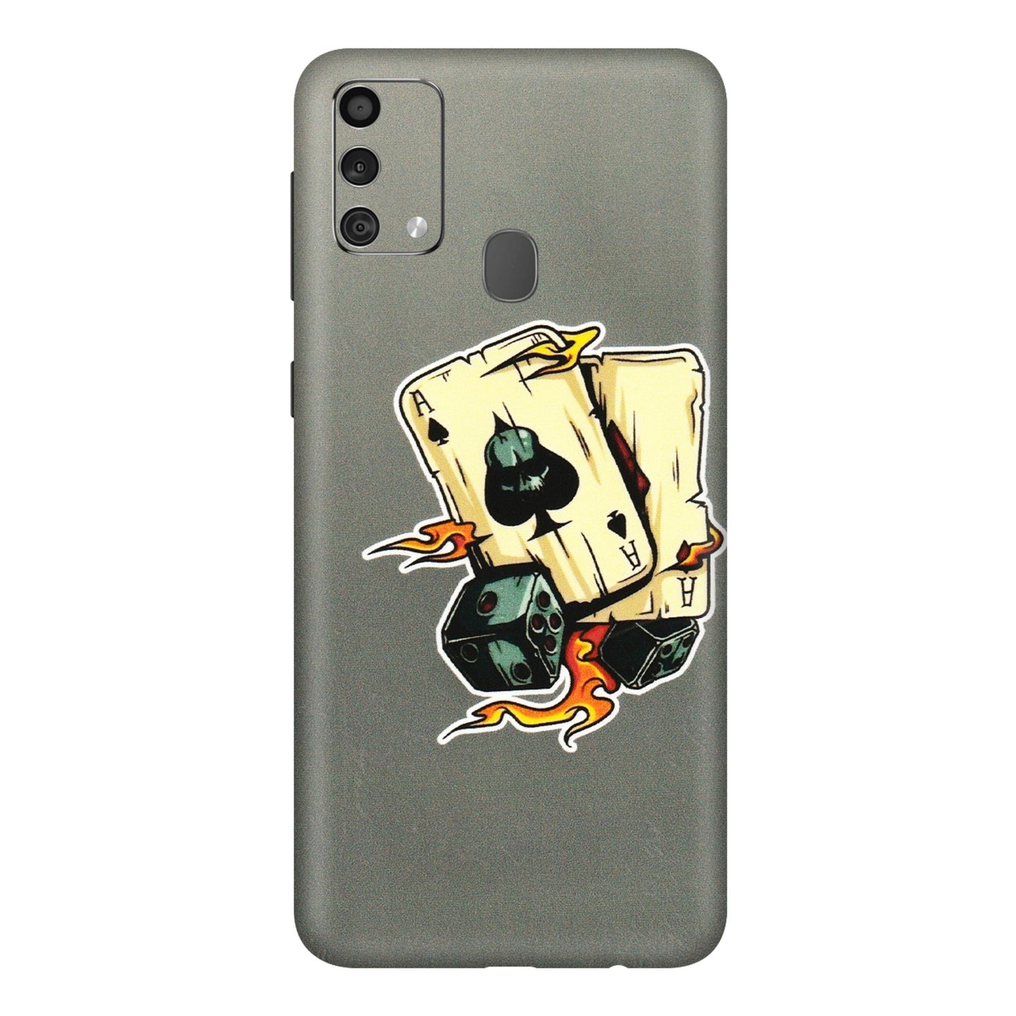 Samsung M/F/Note/Flip and C Phone Skins (All Models) - Grey Cards Of Ace - 3D Embossed Finish (L-77) Samsung Galaxy F41