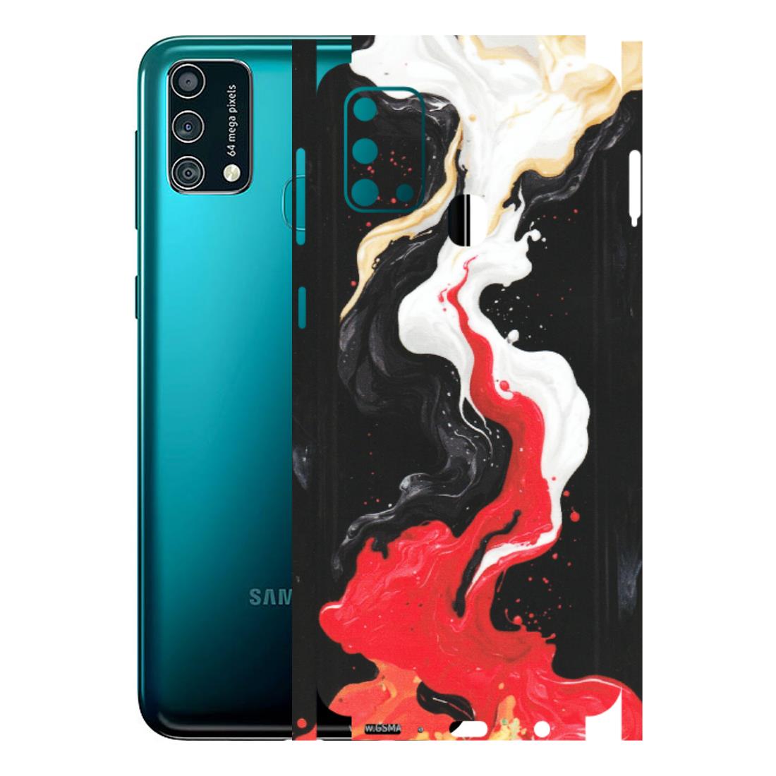 Samsung M/F/Note/Flip and C Phone Skins (All Models) - Black Red White Paint Splash Fusion - Matte Finish (M-56) Samsung Galaxy F41
