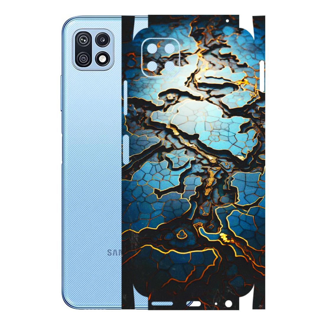 Samsung M/F/Note/Flip and C Phone Skins (All Models) - Blue Gold Abstract - 3D Embossed Finish (L-11) Samsung Galaxy F42 (5G)