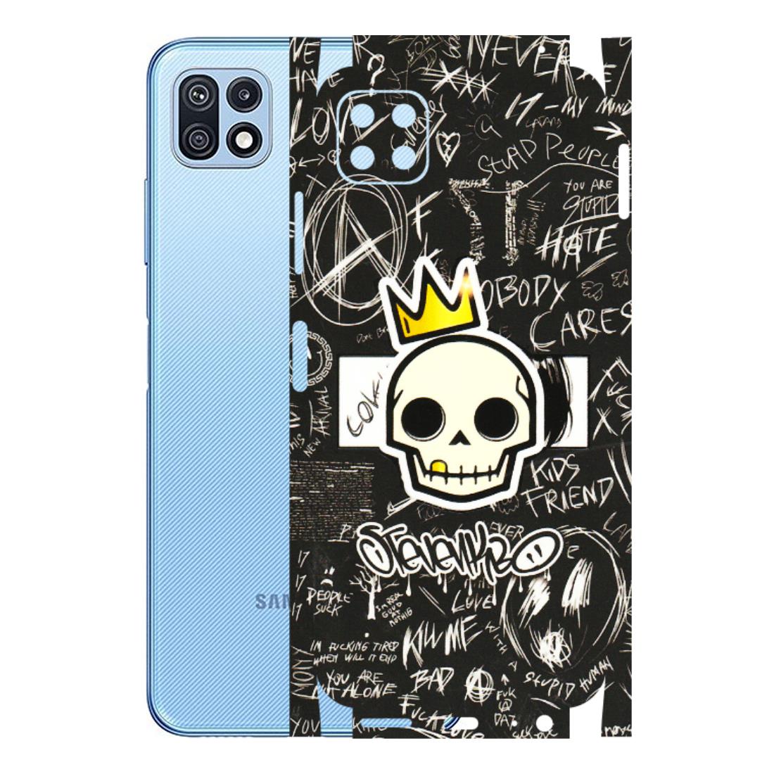 Samsung M/F/Note/Flip and C Phone Skins (All Models) - Funny Skull Black Chalk Grafitti - 3D Embossed Finish (L-22) Samsung Galaxy F42 (5G)