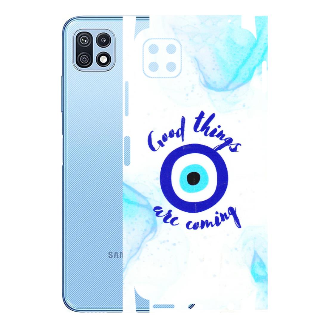 Samsung M/F/Note/Flip and C Phone Skins (All Models) - Evil Eye Good Things Are Coming - 3D Embossed Finish (L-322) Samsung Galaxy F42 (5G)