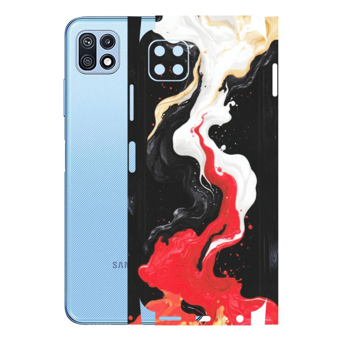 Samsung M/F/Note/Flip and C Phone Skins (All Models) - Black Red White Paint Splash Fusion - Matte Finish (M-56) Samsung Galaxy F42 (5G)