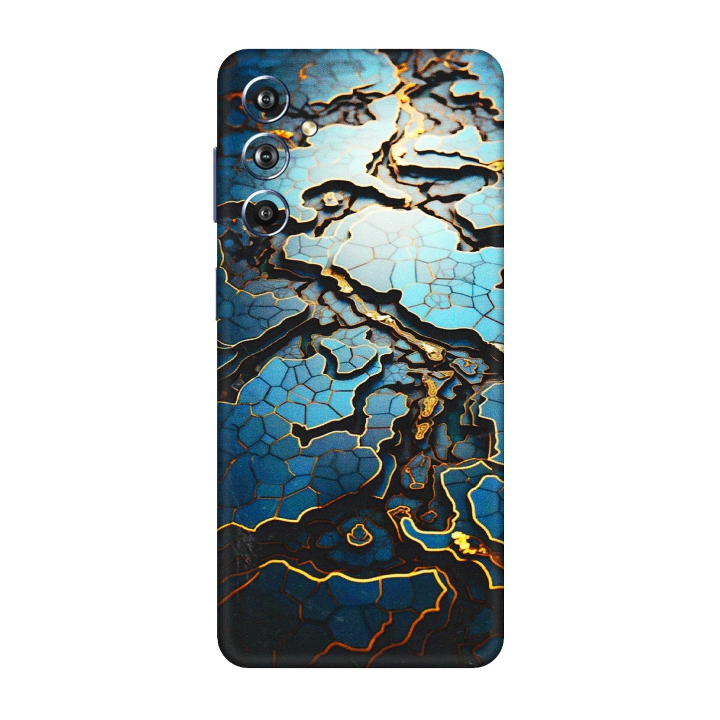 Samsung M/F/Note/Flip and C Phone Skins (All Models) - Blue Gold Abstract - 3D Embossed Finish (L-11) Samsung Galaxy F54 (5G)