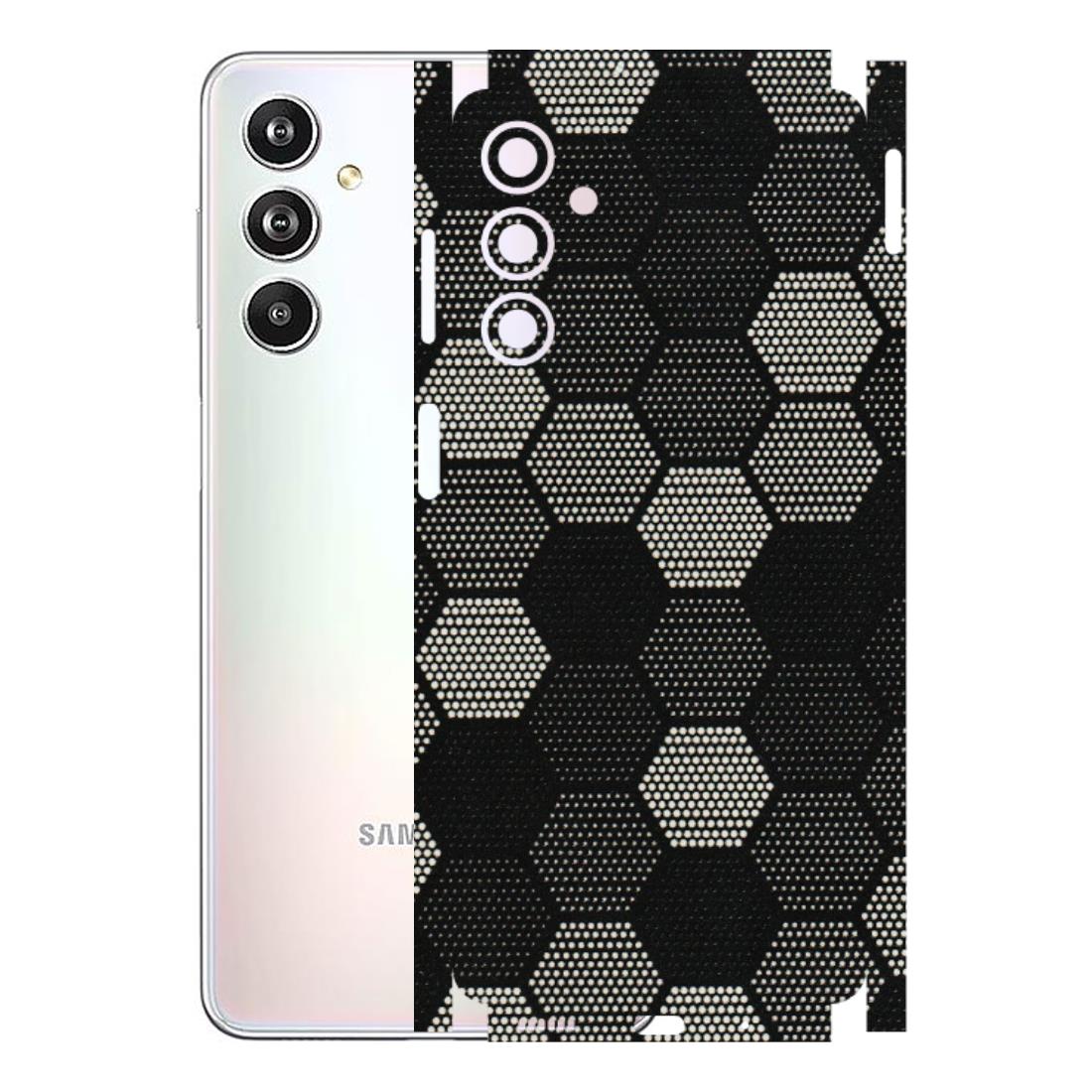 Samsung M/F/Note/Flip and C Phone Skins (All Models) - Black & White Dotted Honeycomb Texture - 3D Embossed Finish (L-202) Samsung Galaxy F54 (5G)