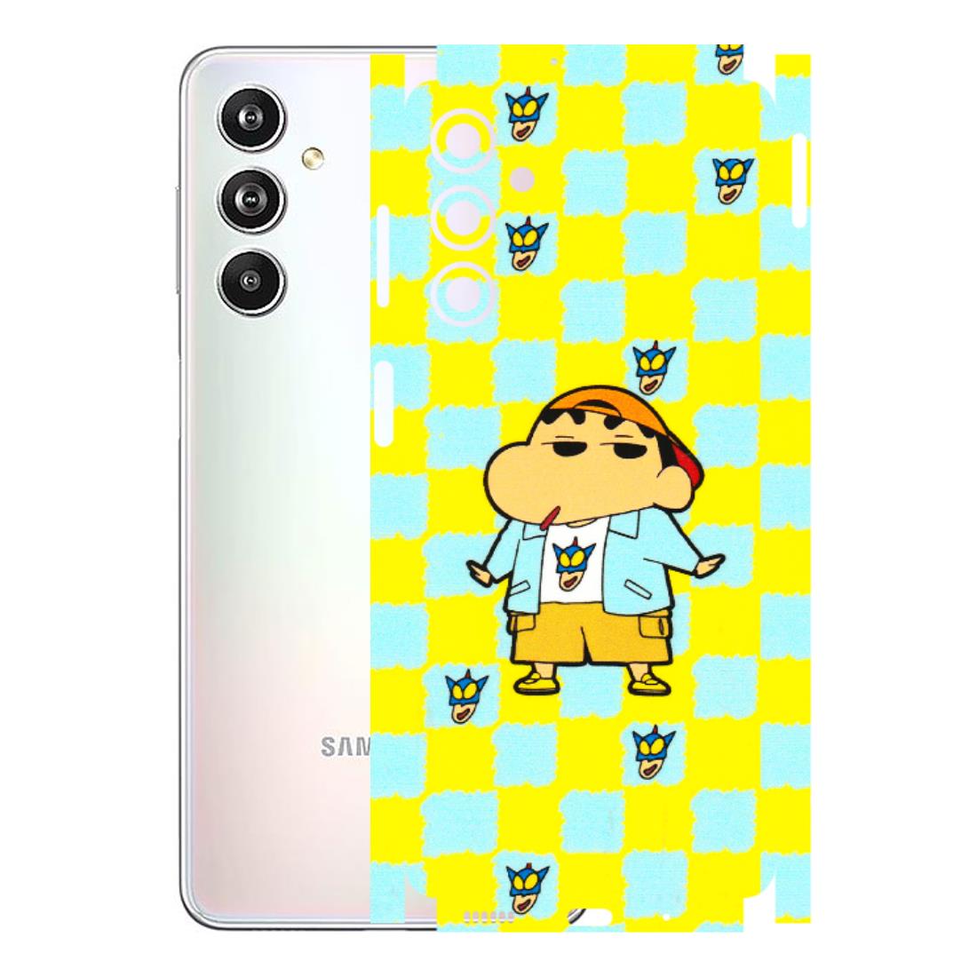 Samsung M/F/Note/Flip and C Phone Skins (All Models) - Yellow Blue Shinchan Cute - 3D Embossed Finish (L-221) Samsung Galaxy F54 (5G)