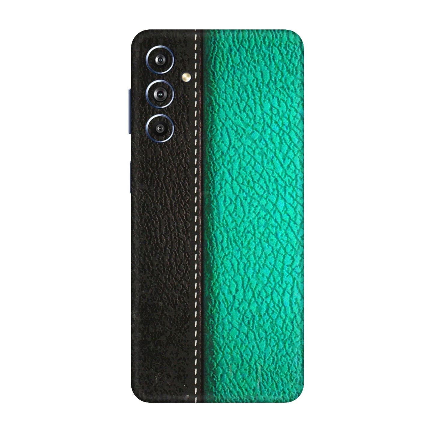 Samsung M/F/Note/Flip and C Phone Skins (All Models) - Black Green Dual Leather Stich - 3D Embossed Finish (L-233) Samsung Galaxy F54 (5G)