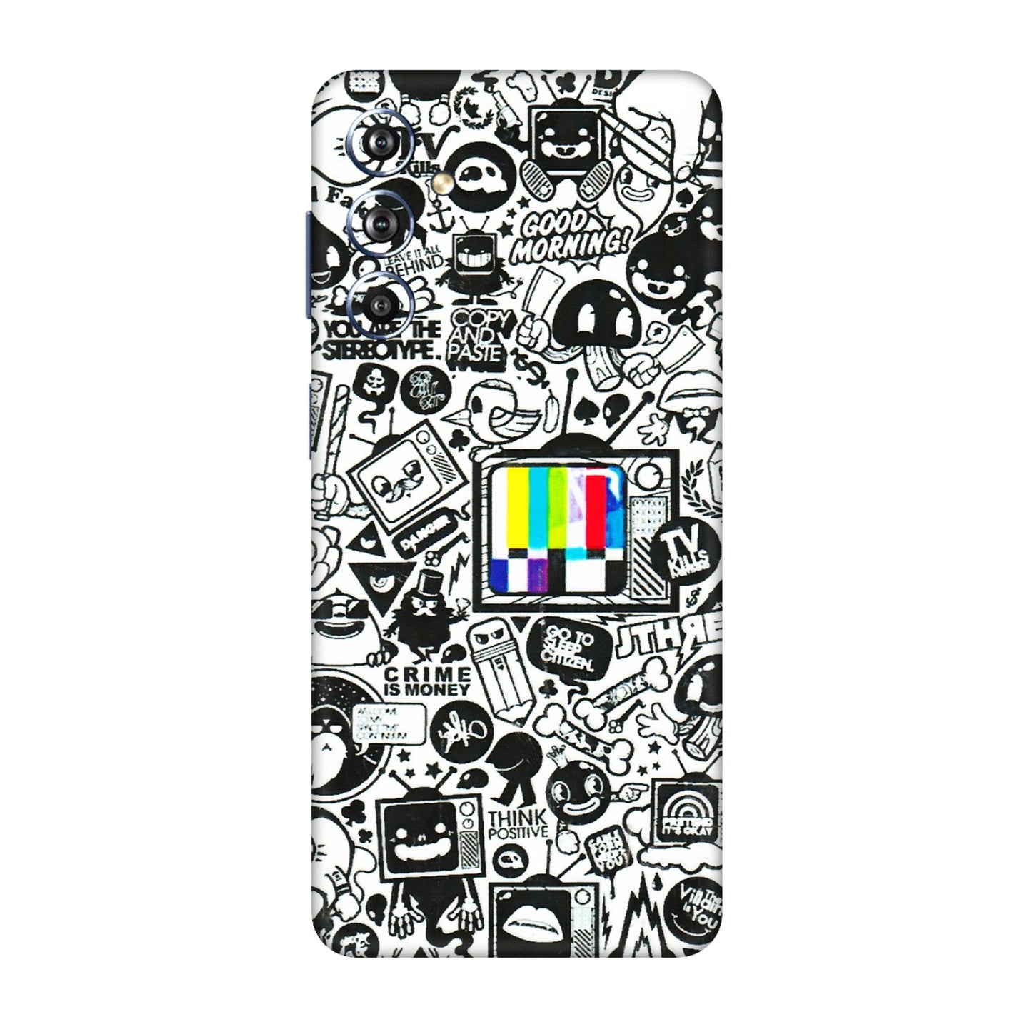 Samsung M/F/Note/Flip and C Phone Skins (All Models) - Doodles Positive Art - 3D Embossed Finish (L-263) Samsung Galaxy F54 (5G)
