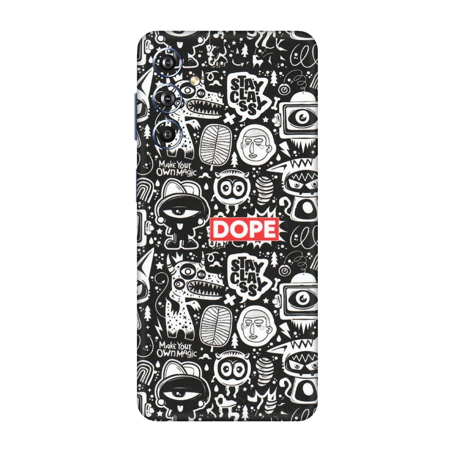 Samsung M/F/Note/Flip and C Phone Skins (All Models) - Dope Stay Classy Black Doodles - Matte Finish (M-126) Samsung Galaxy F54 (5G)