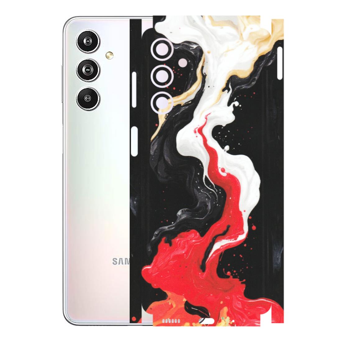 Samsung M/F/Note/Flip and C Phone Skins (All Models) - Black Red White Paint Splash Fusion - Matte Finish (M-56) Samsung Galaxy F54 (5G)
