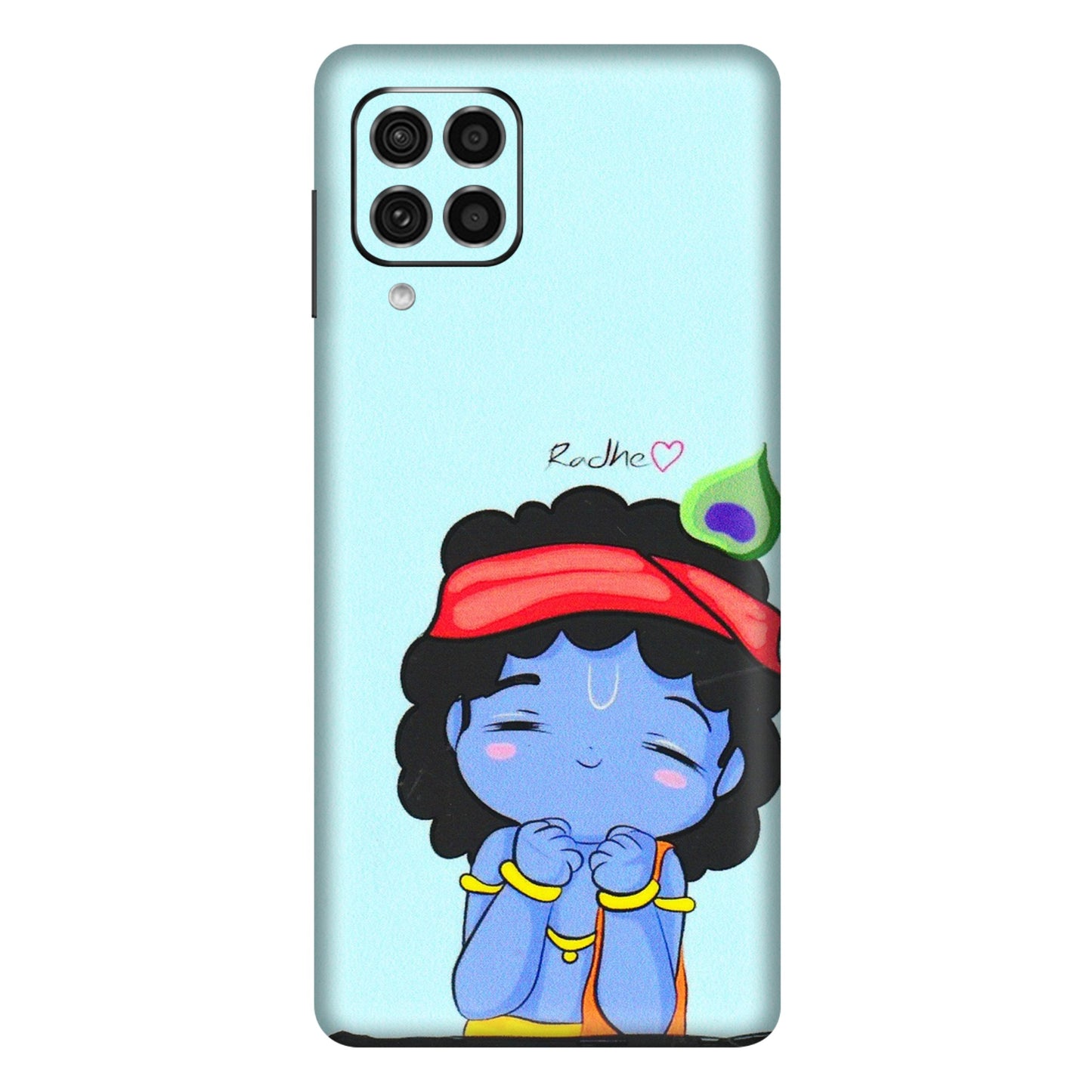 Samsung M/F/Note/Flip and C Phone Skins (All Models) - Radhe Radhe Cute Toon - 3D Embossed Finish (L-05) Samsung Galaxy F62
