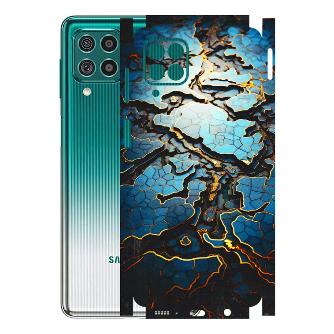 Samsung M/F/Note/Flip and C Phone Skins (All Models) - Blue Gold Abstract - 3D Embossed Finish (L-11) Samsung Galaxy F62