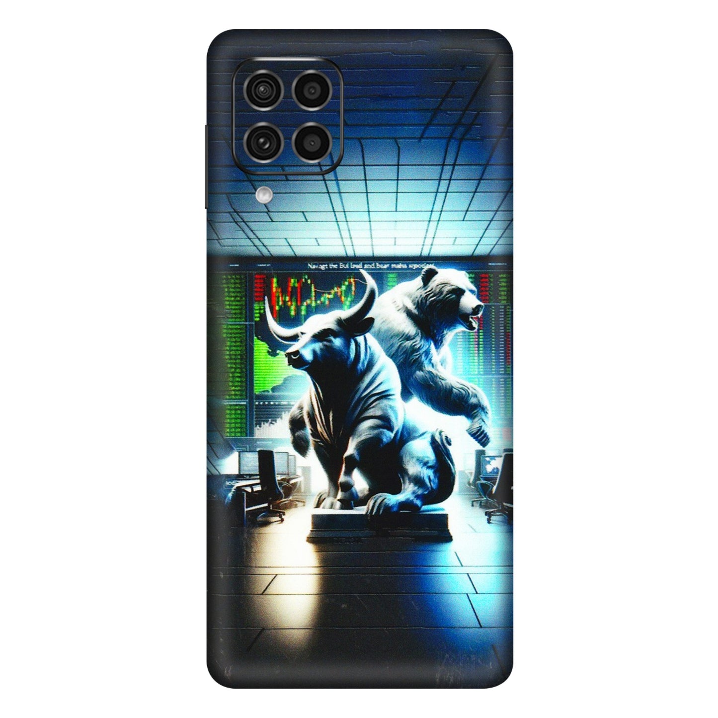 Samsung M/F/Note/Flip and C Phone Skins (All Models) - Stock Market Sensex Bear vs Bulls - 3D Embossed Finish (L-15) Samsung Galaxy F62